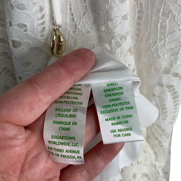 Lilly Pulitzer Alanna Cold Shoulder Mini Dress Womens XXS White Lace NWT $189 - Picture 11 of 13